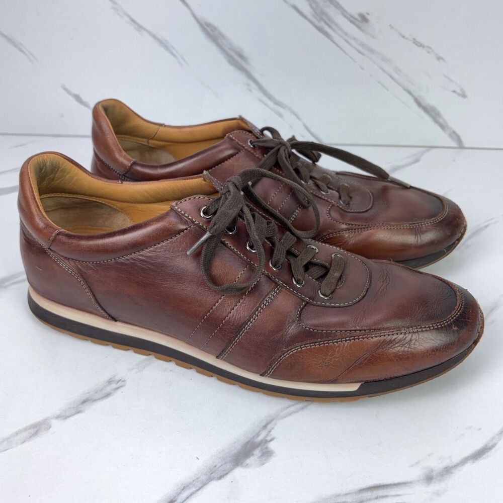 Men's Magnanni Ibiza Midbrown Leather Shoes Lace Up Sneakers Size 13 M 22652